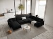 Panoraminė dešinioji kampinė velvet sofa Venus, 6 sėdimos vietos, juoda kaina ir informacija | Minkšti kampai | pigu.lt