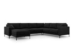 Panoraminė dešinioji kampinė velvet sofa Venus, 6 sėdimos vietos, juoda