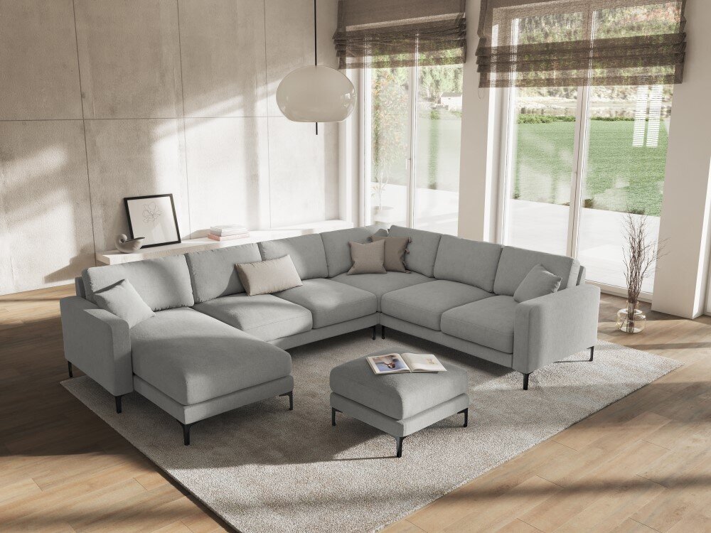 Panoraminė dešininė sofa Venus, 6 sėdimos vietos, šviesiai pilka цена и информация | Minkšti kampai | pigu.lt