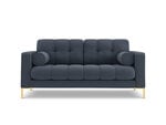 Sofa Cosmopolitan Design Bali 2S, tamsiai mėlyna/auksinės spalvos