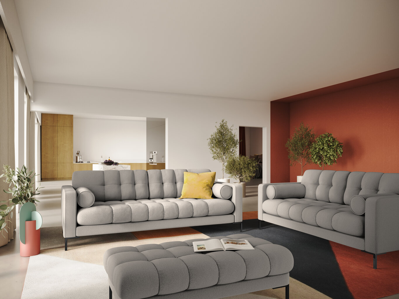 Sofa Cosmopolitan Design Bali 3S, šviesiai pilka/juoda kaina ir informacija | Sofos | pigu.lt