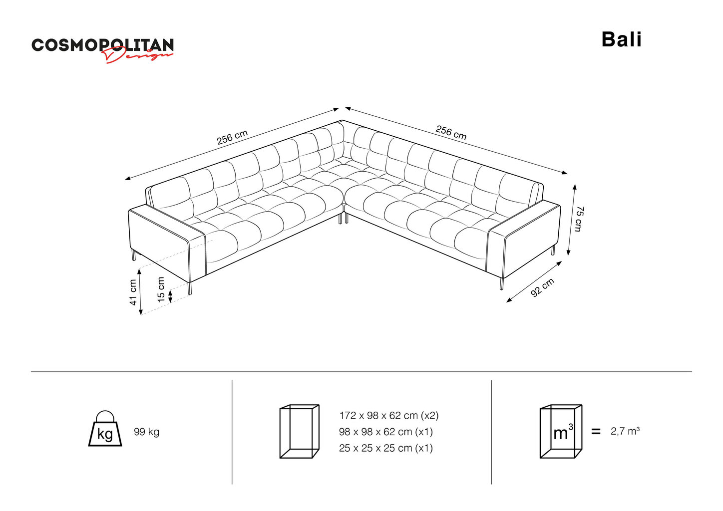 Universalus minkštas kampas Cosmopolitan Design Bali 6S-V, žalias/auksinės spalvos kaina ir informacija | Minkšti kampai | pigu.lt