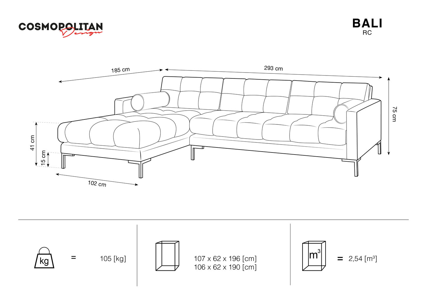 Penkiavietė kampinė sofa Cosmopolitan design Bali, smėlio spalvos kaina ir informacija | Sofos | pigu.lt