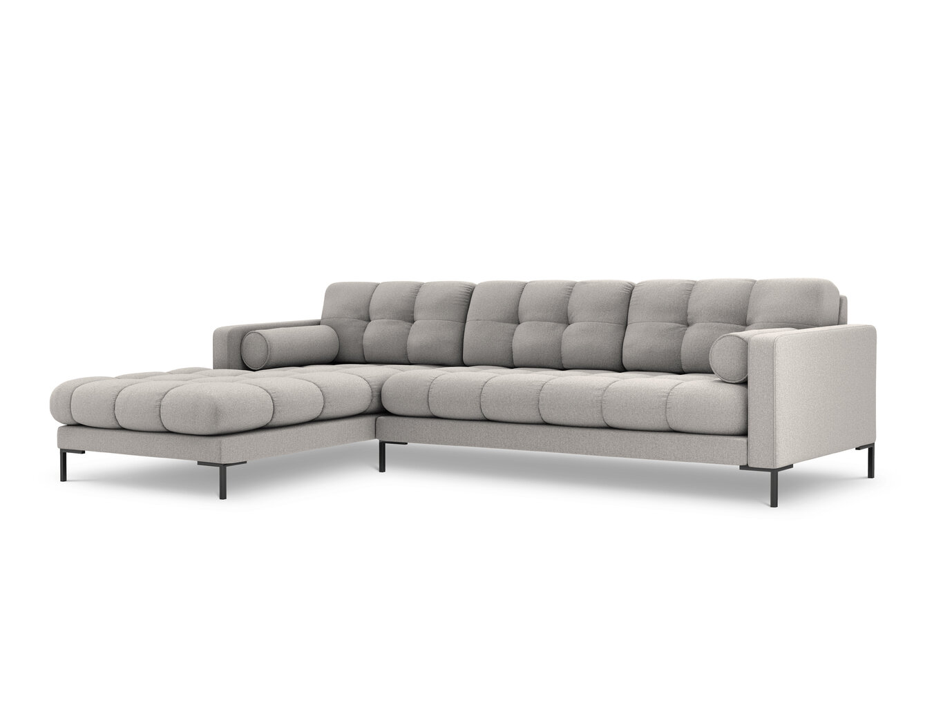 Penkiavietė kairinė kampinė sofa Bali, 293x185x75 cm, šviesiai pilka/juoda kaina ir informacija | Minkšti kampai | pigu.lt