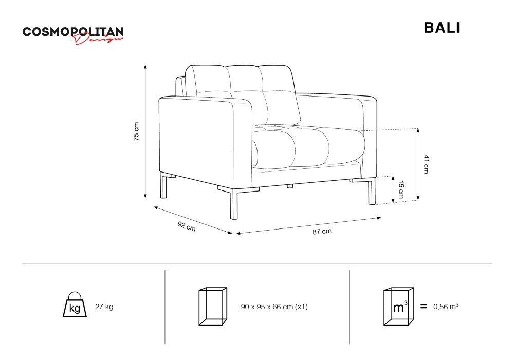 Fotelis Cosmopolitan Design Bali 1S-V, rožinis/auksinės spalvos kaina ir informacija | Svetainės foteliai | pigu.lt