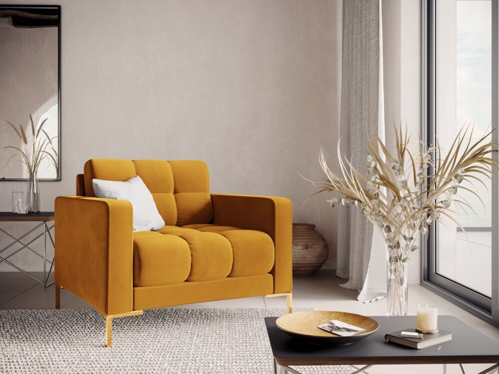 Fotelis Cosmopolitan Design Bali 1S-V, geltonas/auksinės spalvos kaina ir informacija | Svetainės foteliai | pigu.lt
