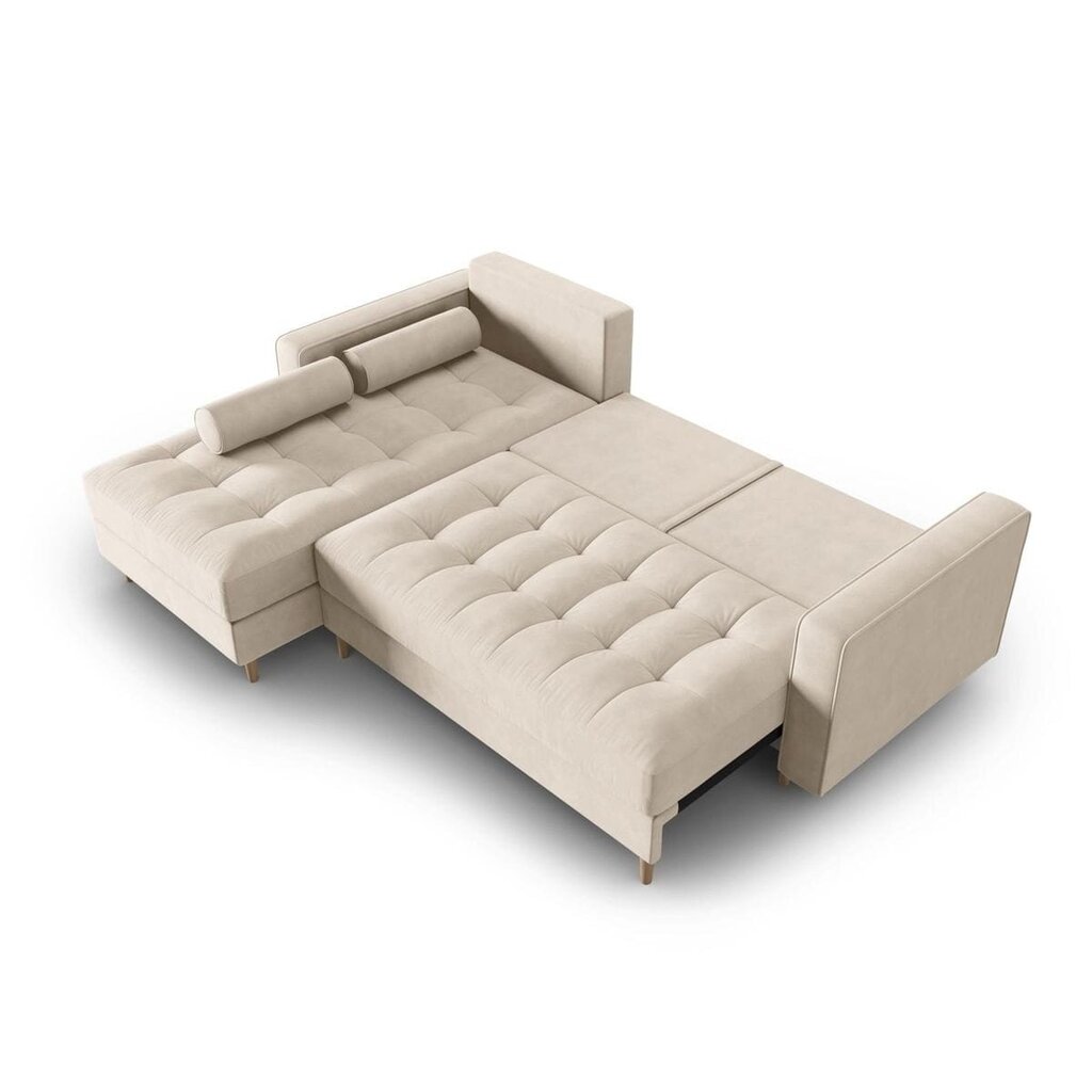 Kairinė kampinė sofa Velvet Gobi, 240x175x96 cm, smėlio kaina ir informacija | Minkšti kampai | pigu.lt