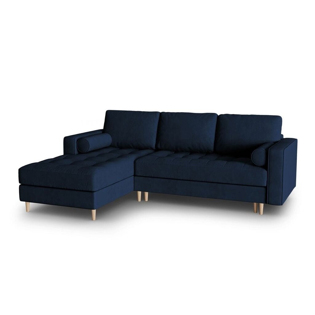 Kairinė kampinė sofa Velvet Gobi, 240x175x96 cm, tamsiai mėlyna kaina ir informacija | Minkšti kampai | pigu.lt