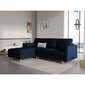 Kairinė kampinė sofa Velvet Gobi, 240x175x96 cm, tamsiai mėlyna kaina ir informacija | Minkšti kampai | pigu.lt