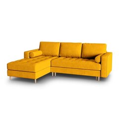 Kairinė kampinė sofa Velvet Gobi, 240x175x96 cm, geltona цена и информация | Угловые диваны | pigu.lt