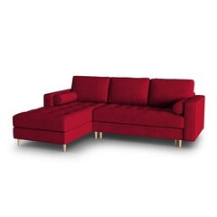 Левосторонний угловой диван Velvet Gobi, 240x175x96 см, красный цена и информация | Угловые диваны | pigu.lt