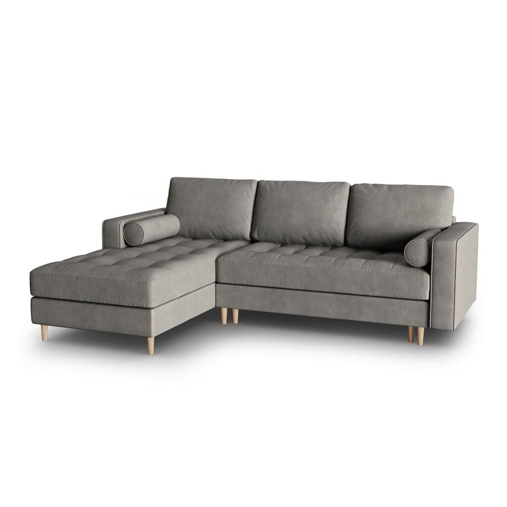 Kairinė kampinė sofa Velvet Gobi, 240x175x96 cm, tamsiai pilka kaina ir informacija | Minkšti kampai | pigu.lt