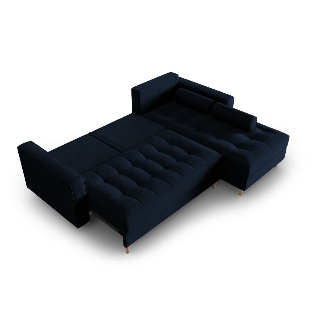 Dešininė kampinė sofa Velvet Gobi, 240x175x96 cm, tamsiai mėlyna kaina ir informacija | Minkšti kampai | pigu.lt