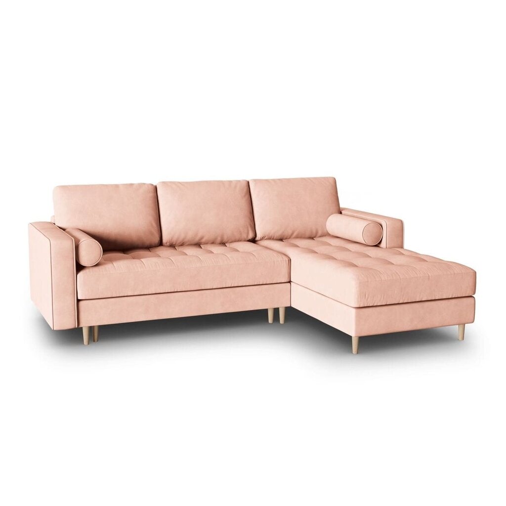 Dešininė kampinė sofa Velvet Gobi, 240x175x96 cm, rožinė kaina ir informacija | Minkšti kampai | pigu.lt