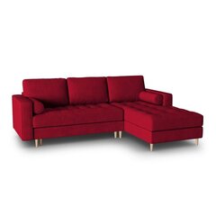 Dešininė kampinė sofa Velvet Gobi, 240x175x96 cm, raudona kaina ir informacija | Minkšti kampai | pigu.lt