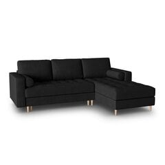 Dešininė kampinė sofa Velvet Gobi, 240x175x96 cm, juoda kaina ir informacija | Minkšti kampai | pigu.lt