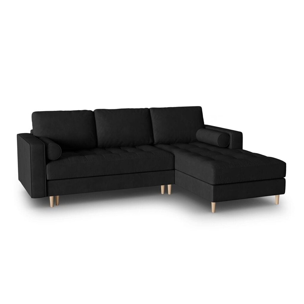 Dešininė kampinė sofa Velvet Gobi, 240x175x96 cm, juoda цена и информация | Minkšti kampai | pigu.lt