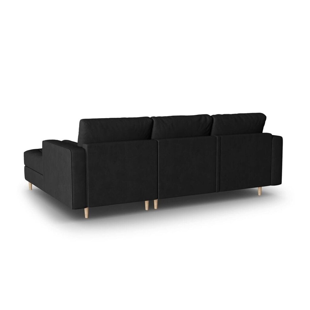 Dešininė kampinė sofa Velvet Gobi, 240x175x96 cm, juoda цена и информация | Minkšti kampai | pigu.lt