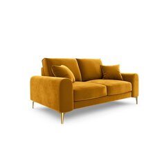 Dvivietė sofa Velvet Larnite, 172x102x90 cm, geltonos spalvos kaina ir informacija | Sofos | pigu.lt