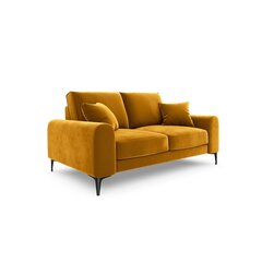 Dvivietė sofa Velvet Larnite, 172x102x90 cm, geltona kaina ir informacija | Sofos | pigu.lt