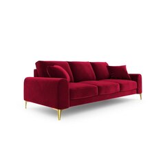 Trivietė sofa Velvet Larnite, 222x102x90 cm, raudonos spalvos kaina ir informacija | Sofos | pigu.lt