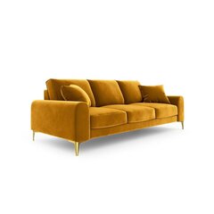 Trivietė sofa Velvet Larnite, 222x102x90 cm, geltona kaina ir informacija | Sofos | pigu.lt