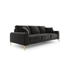 Trivietė sofa Velvet Larnite, 222x102x90 cm, tamsiai pilka kaina ir informacija | Sofos | pigu.lt