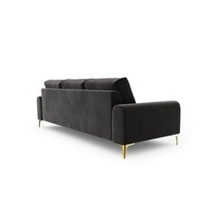 Trivietė sofa Velvet Larnite, 222x102x90 cm, tamsiai pilka kaina ir informacija | Sofos | pigu.lt