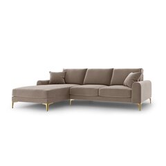 Penkiavietė sofa Velvet Larnite, 254x182x90 cm, ruda kaina ir informacija | Minkšti kampai | pigu.lt