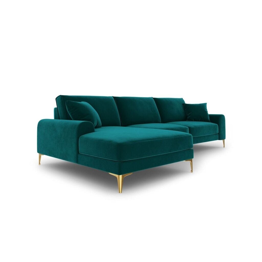 Penkiavietė sofa Velvet Larnite, 254x182x90 cm, tamsiai žalia kaina ir informacija | Minkšti kampai | pigu.lt