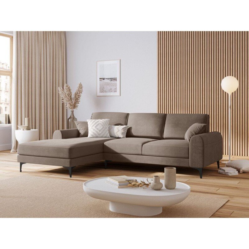 Penkiavietė sofa Velvet Larnite, 254x182x90 cm, rudos spalvos цена и информация | Minkšti kampai | pigu.lt