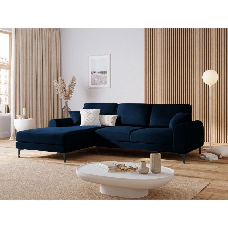 Penkiavietė sofa Velvet Larnite, 254x182x90 cm, tamsiai mėlynos spalvos kaina ir informacija | Minkšti kampai | pigu.lt