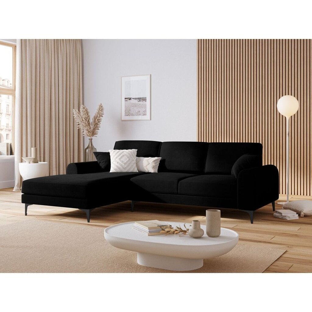 Penkiavietė sofa Velvet Larnite, 254x182x90 cm, juodos spalvos kaina ir informacija | Minkšti kampai | pigu.lt