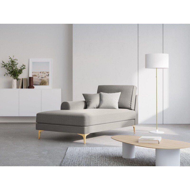 Kušetė Micadoni Home Larnite 1S-L, šviesiai pilka/auksinės spalvos kaina ir informacija | Sofos | pigu.lt