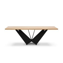 Valgomojo stalas Micadoni Home Lottie 220x100cm, šviesiai rudas/juodas kaina ir informacija | Virtuvės ir valgomojo stalai, staliukai | pigu.lt