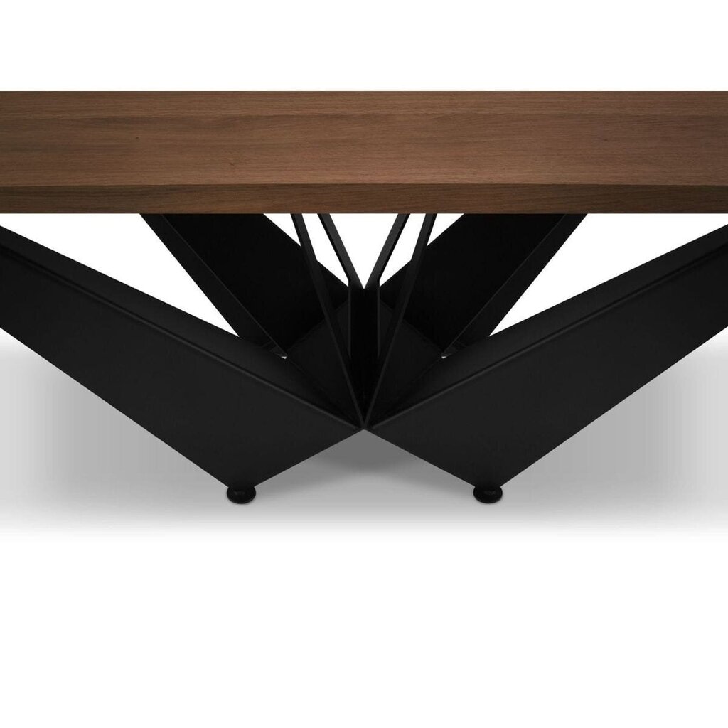 Valgomojo stalas Micadoni Home Lottie 220x100cm, tamsiai rudas/juodas kaina ir informacija | Virtuvės ir valgomojo stalai, staliukai | pigu.lt