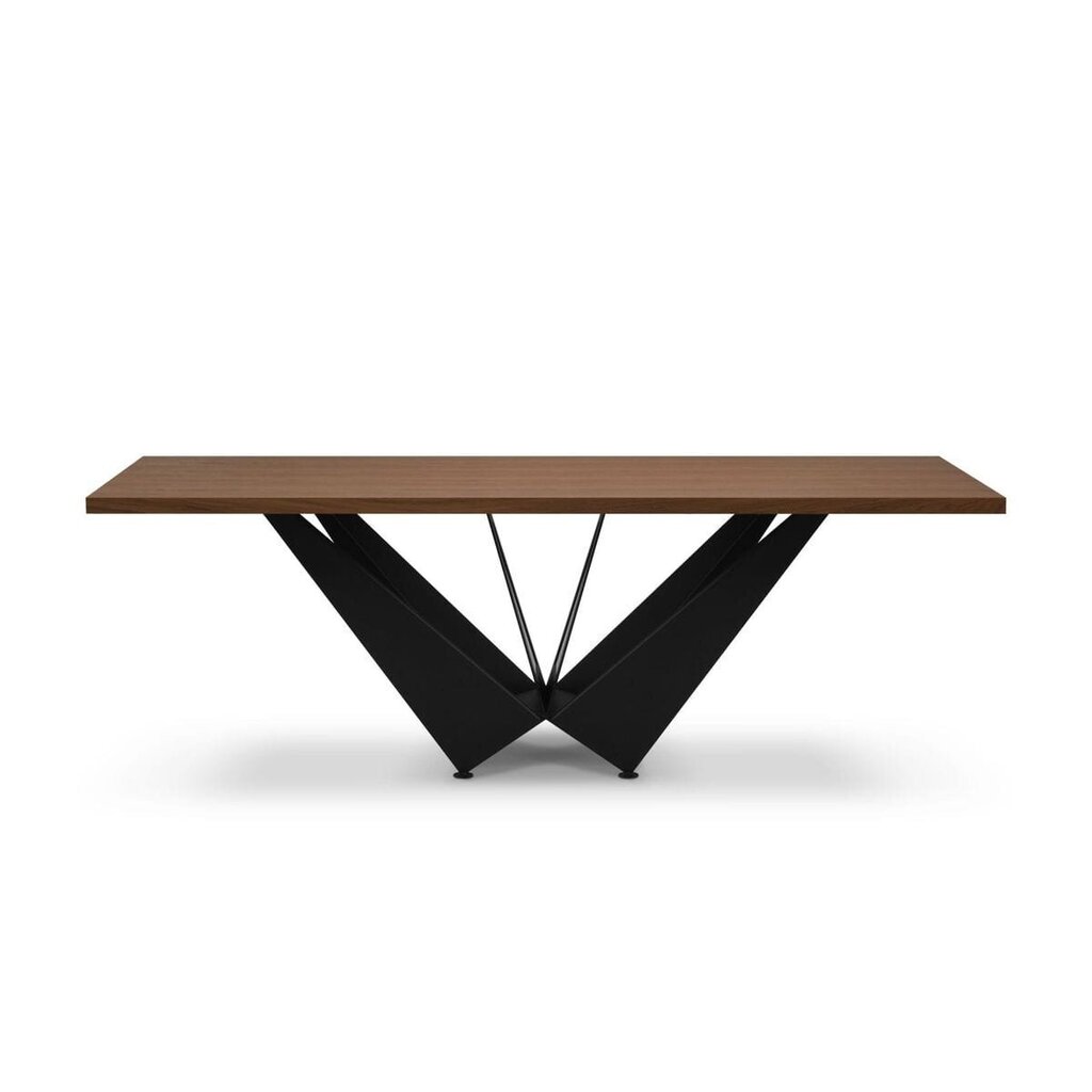 Valgomojo stalas Micadoni Home Lottie 220x100cm, tamsiai rudas/juodas kaina ir informacija | Virtuvės ir valgomojo stalai, staliukai | pigu.lt