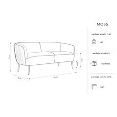 Sofa Micadoni Home Moss, žalia kaina ir informacija | Sofos | pigu.lt