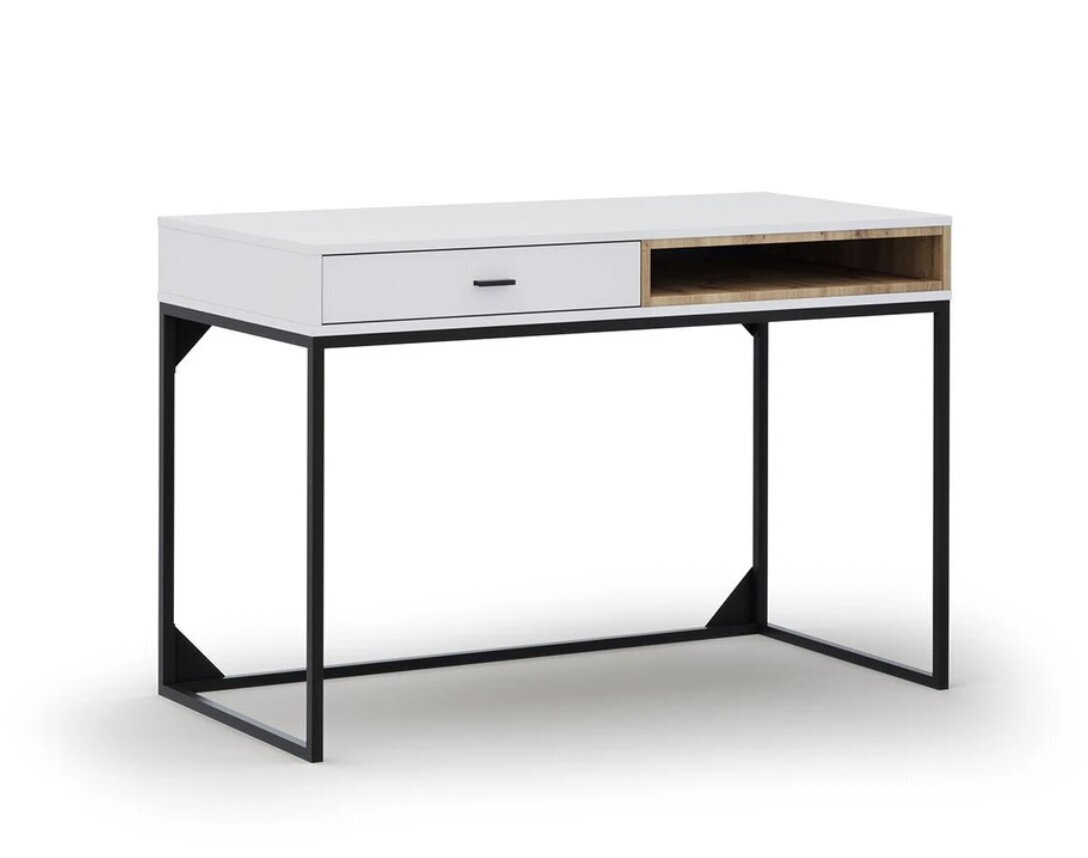 Rašomasis stalas Micadoni Home Olis, baltas/juodas kaina ir informacija | Kompiuteriniai, rašomieji stalai | pigu.lt