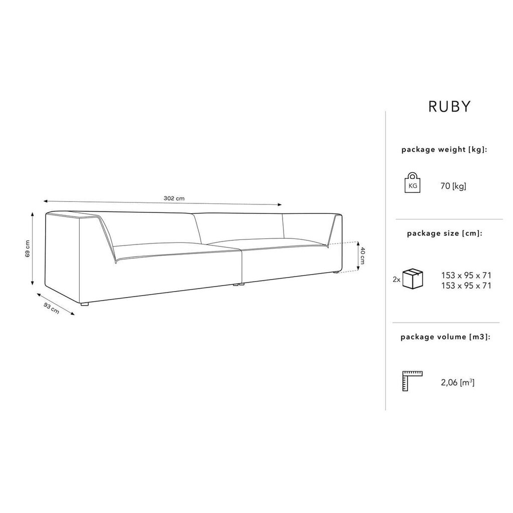 Sofa Micadoni Home Ruby, rožinė kaina ir informacija | Sofos, sofos-lovos | pigu.lt