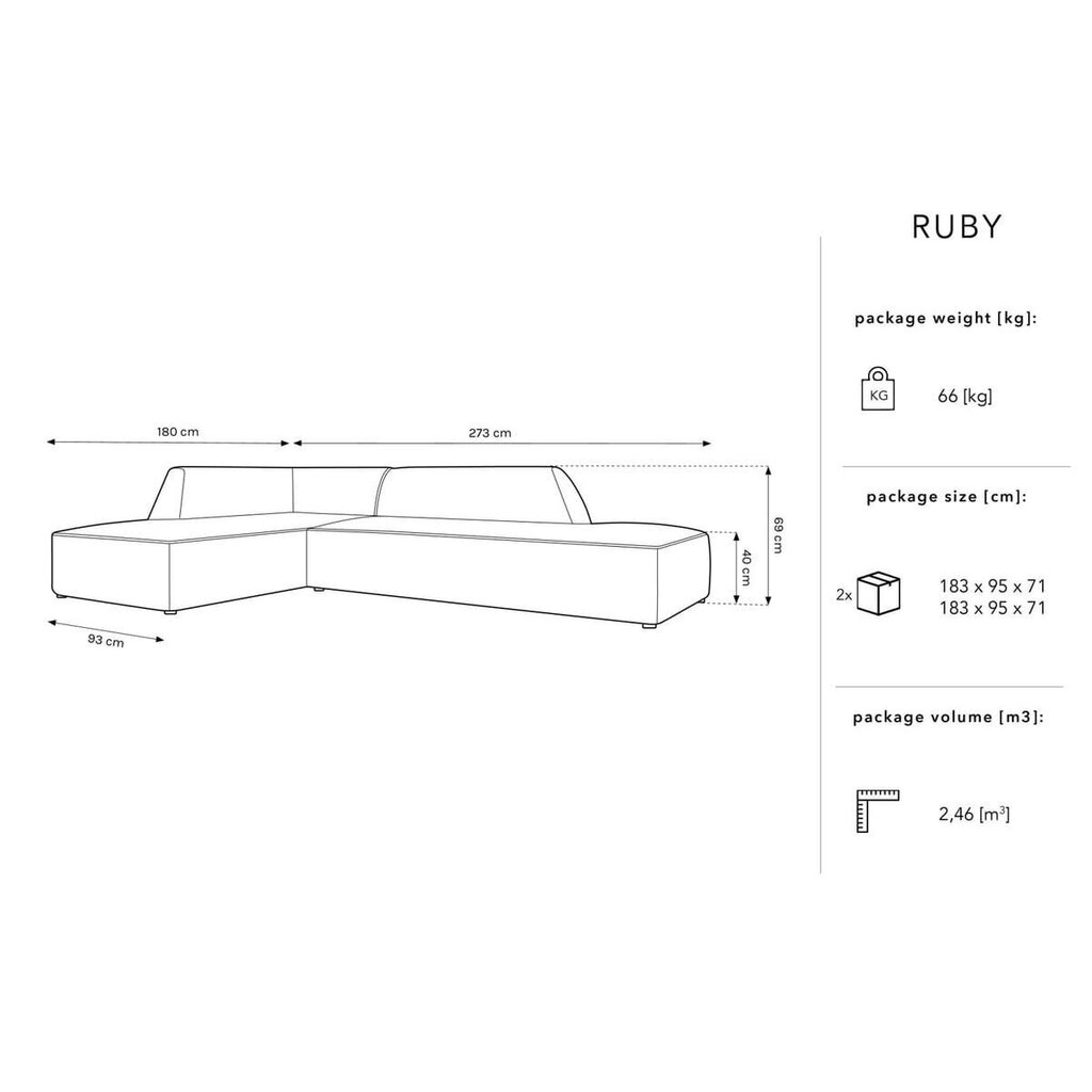 Minkštas kampas Micadoni Home Ruby, žalias цена и информация | Minkšti kampai | pigu.lt