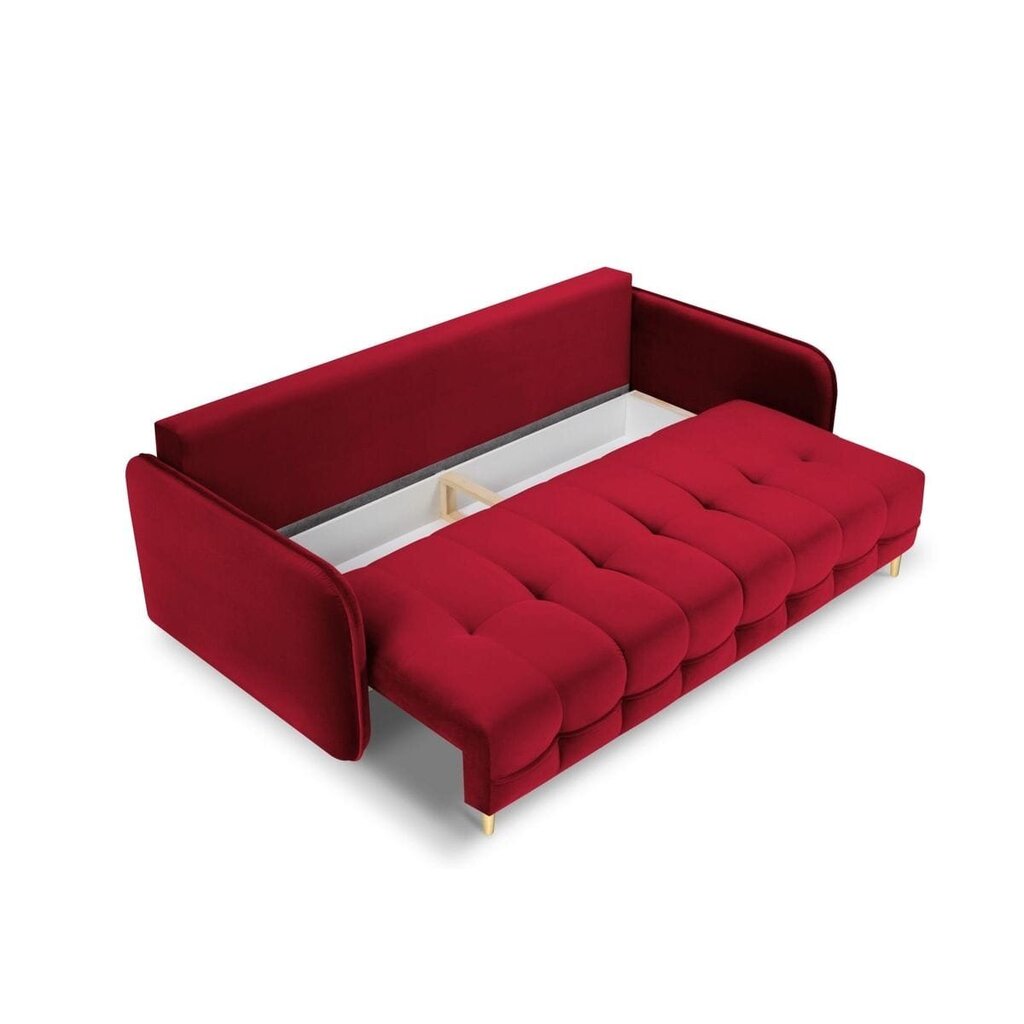 Aksominė sofa-lova Micadoni Scaleta, raudona kaina ir informacija | Sofos | pigu.lt