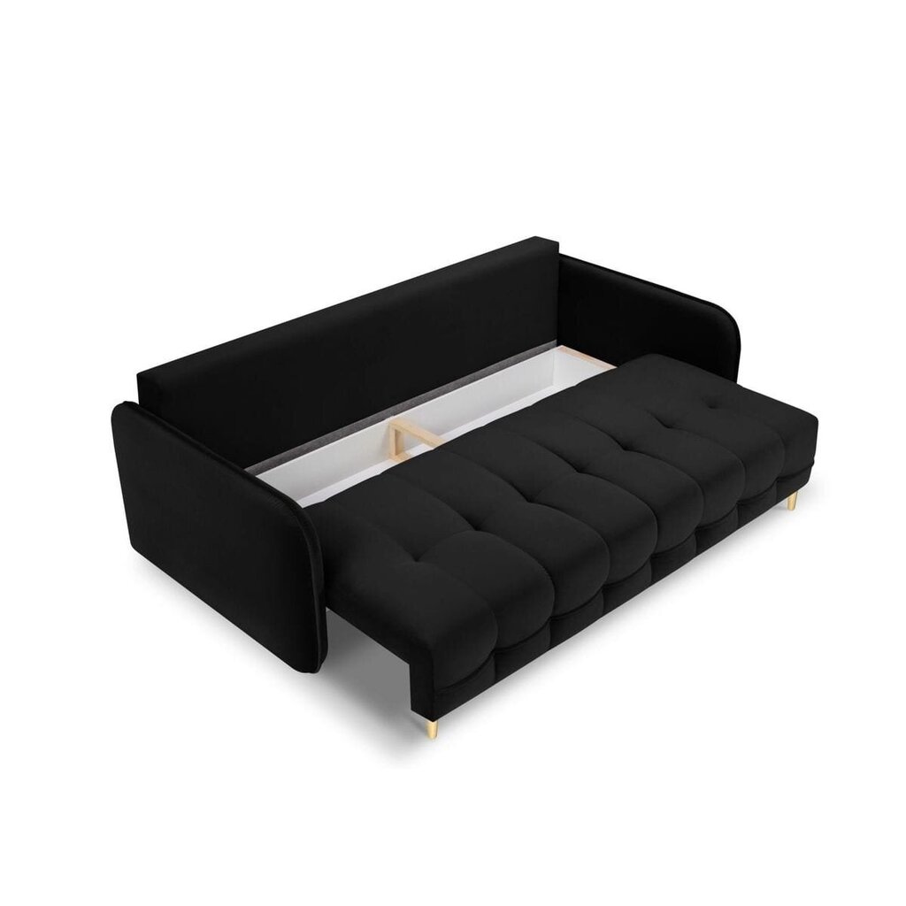 Aksominė sofa-lova Micadoni Scaleta, juoda/auksinė kaina ir informacija | Sofos | pigu.lt