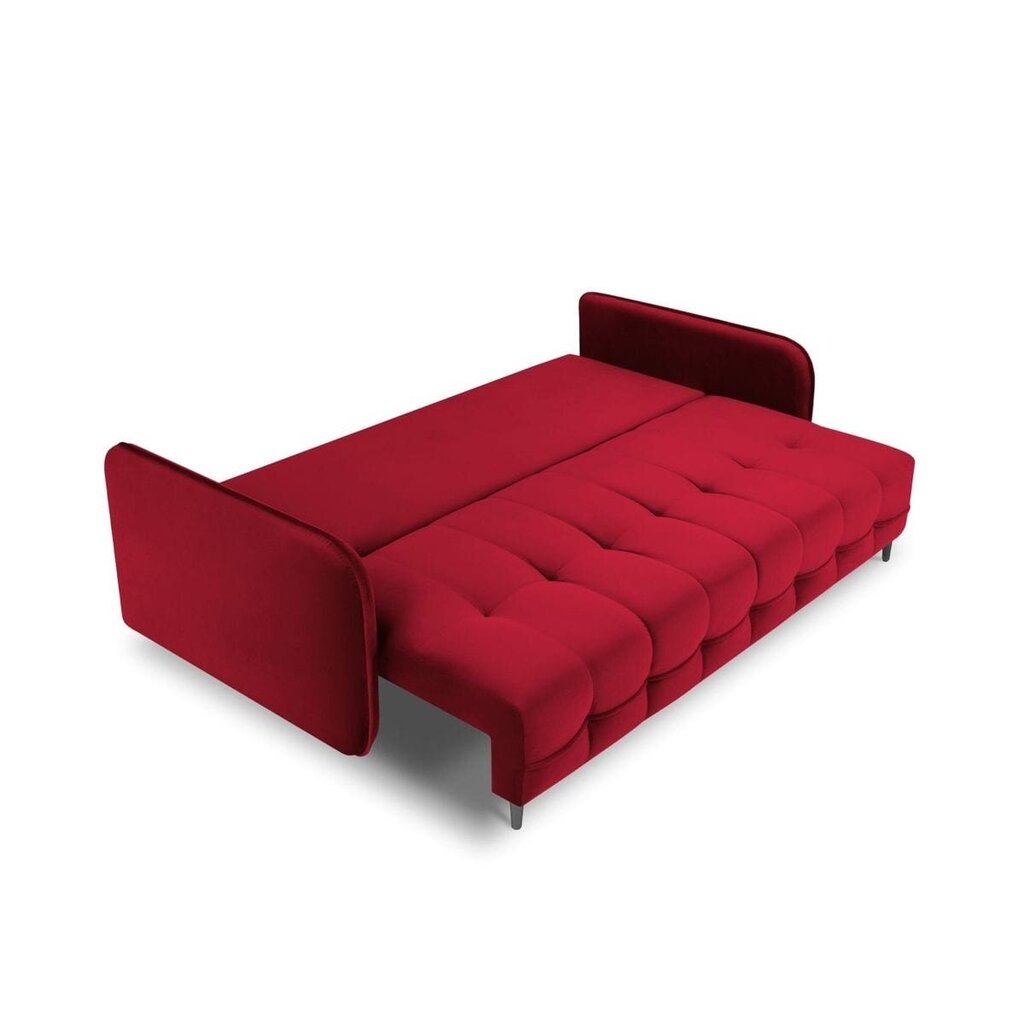 Aksominė sofa-lova Micadoni Scaleta, raudona/juoda kaina ir informacija | Sofos | pigu.lt