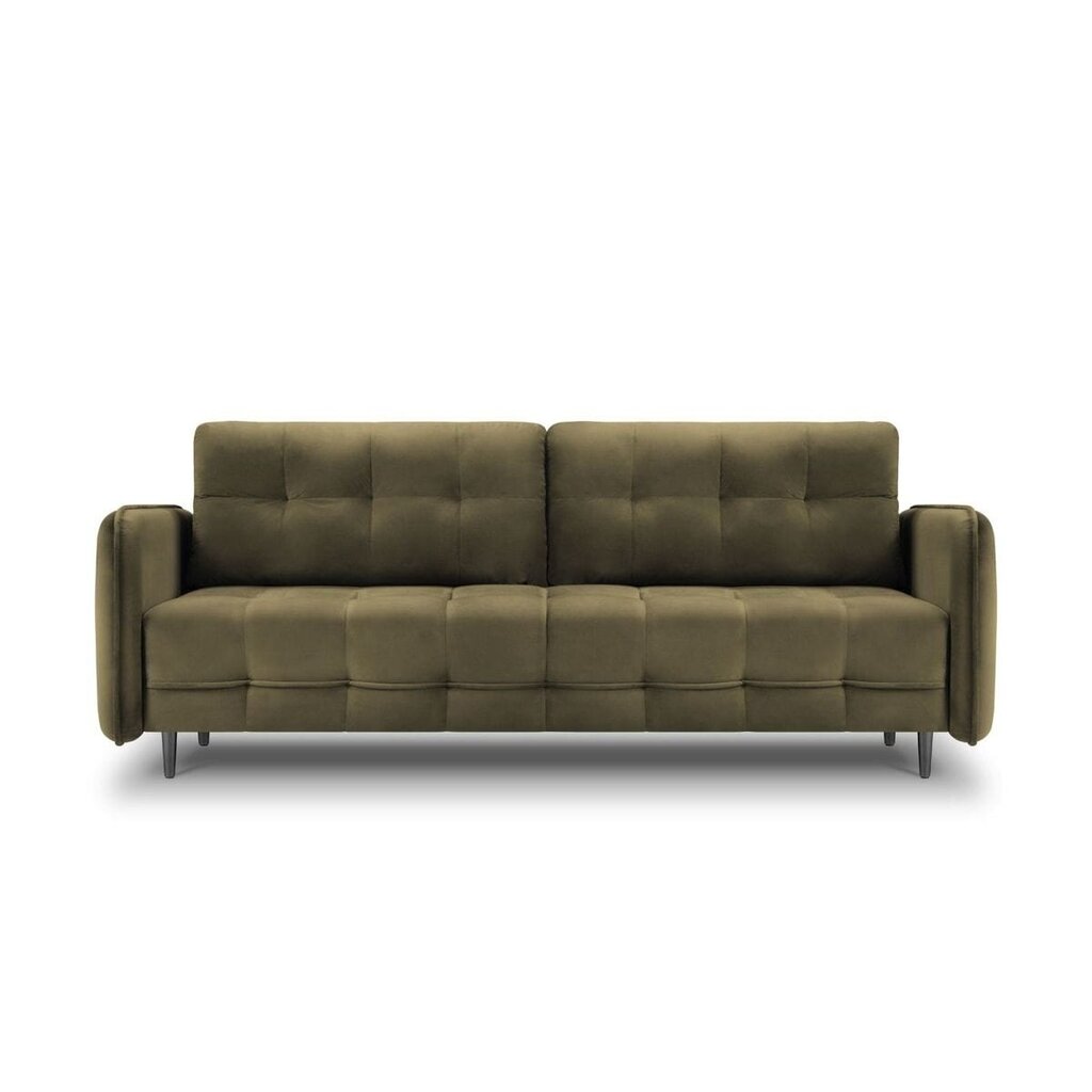 Aksominė sofa-lova Micadoni Scaleta, žalia/juoda kaina ir informacija | Sofos | pigu.lt