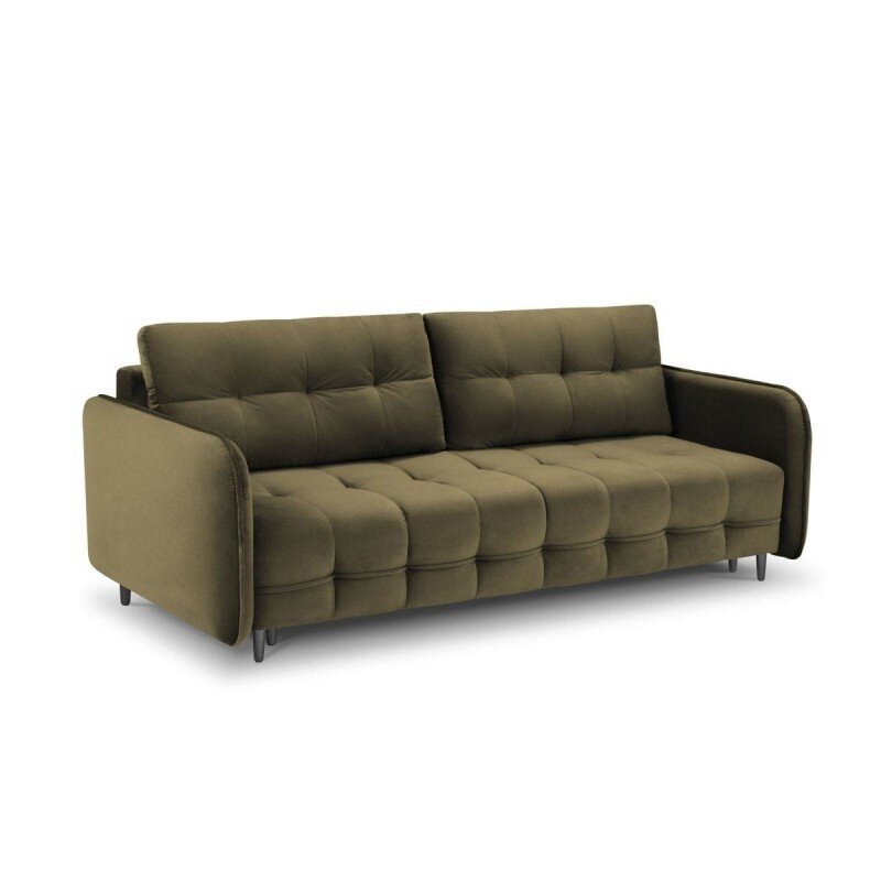 Aksominė sofa-lova Micadoni Scaleta, žalia/juoda kaina ir informacija | Sofos | pigu.lt