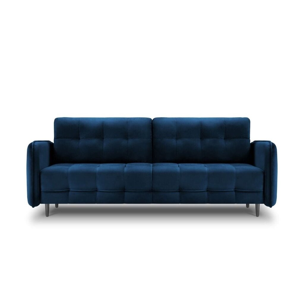 Aksominė sofa-lova Micadoni Scaleta, mėlyna/juoda kaina ir informacija | Sofos | pigu.lt