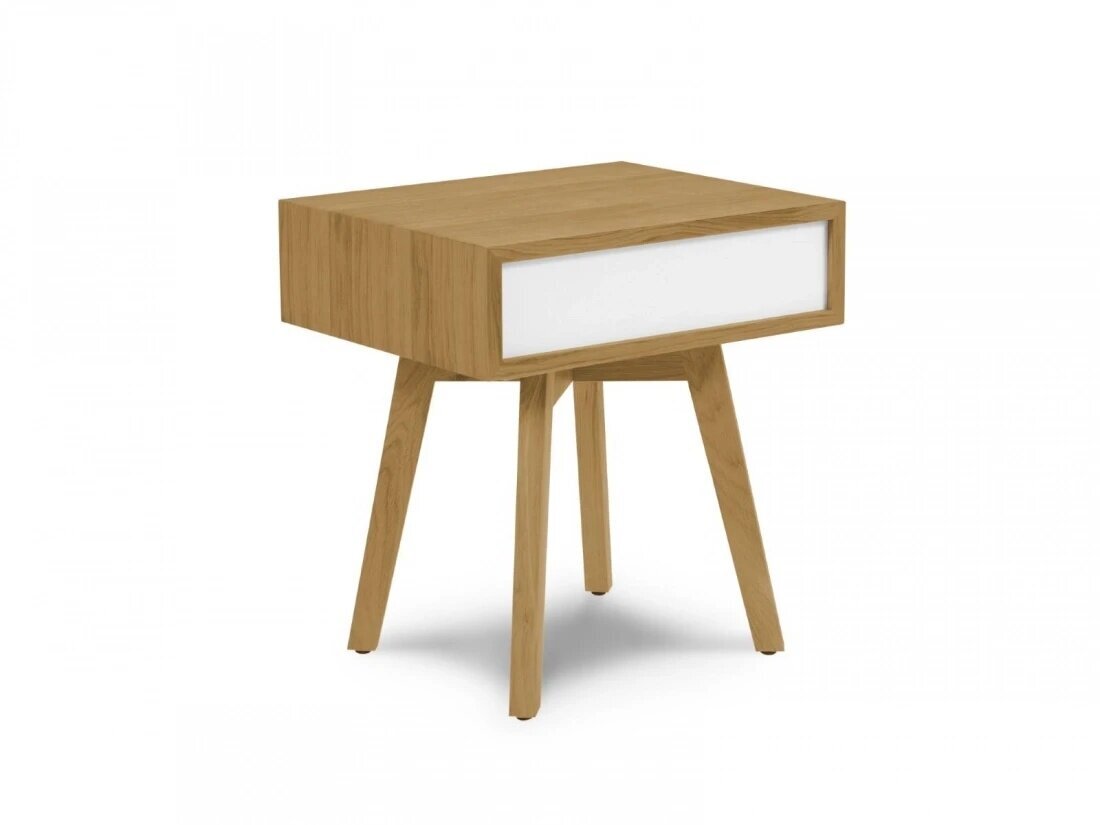 Naktinis staliukas Micadoni Vela, 42x35x43 cm, ruda/balta цена и информация | Spintelės prie lovos | pigu.lt