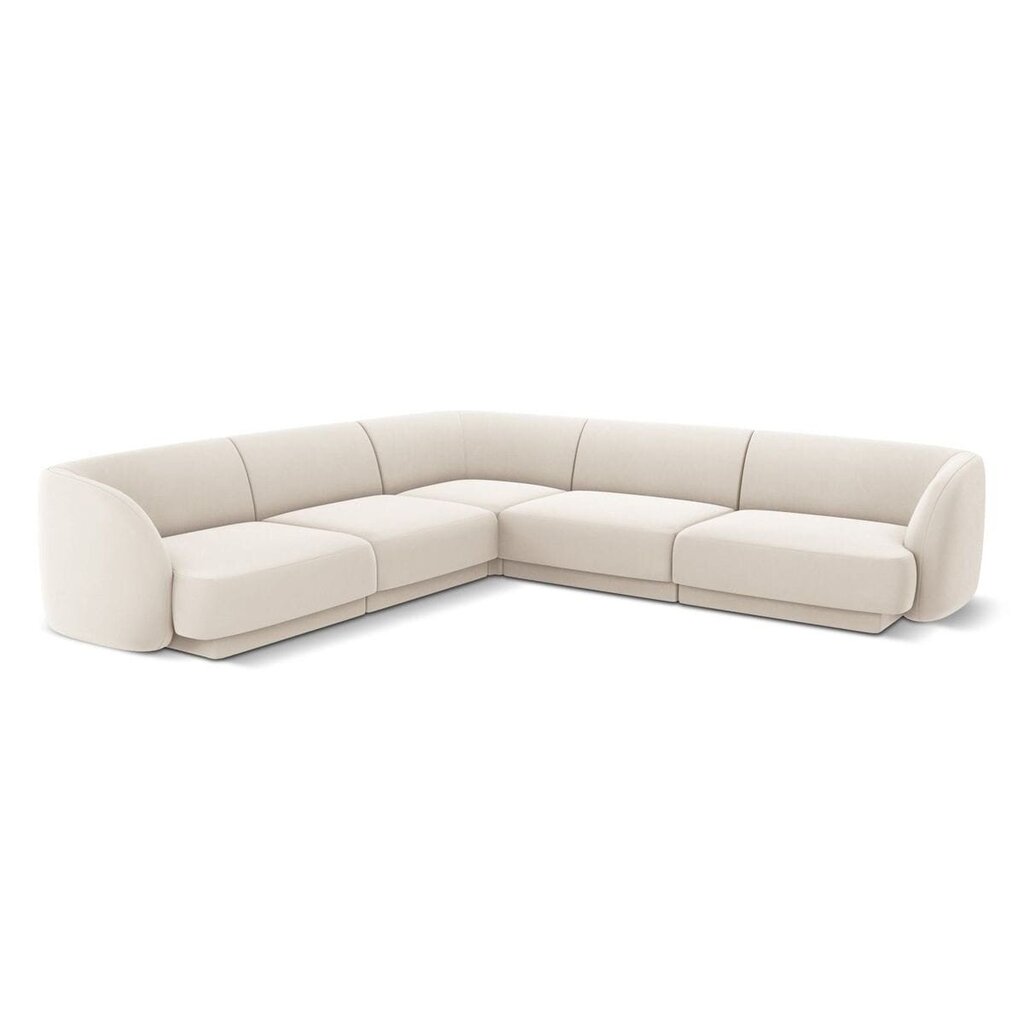 Aksominė simetrinė kampinė sofa Micadoni Miley, 252 x 252 x 74, balta kaina ir informacija | Sofos | pigu.lt