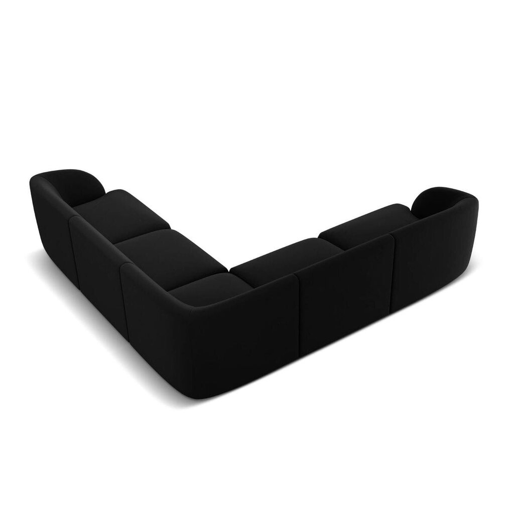 Aksominė simetrinė kampinė sofa Micadoni Miley, 252 x 252 x 74, juoda kaina ir informacija | Sofos | pigu.lt